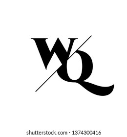 Initial Letter WQ Monogram Sliced. Logo template isolated on white background