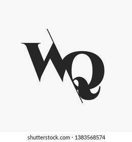 Initial Letter WQ Monogram Sliced. Modern logo template isolated on gray background