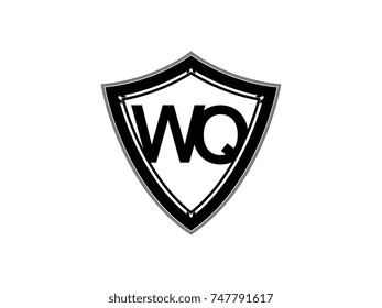 Initial letter WQ shield logo black monogram vector illustration