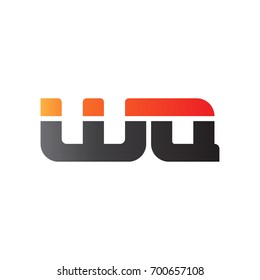 Initial letter WQ, straight linked line bold logo, gradient fire red black colors