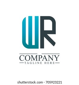 Initial Letter WR Linked Box Design Logo