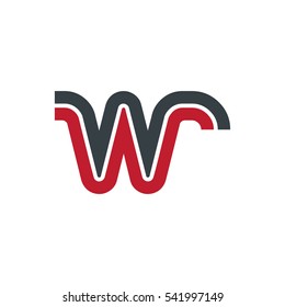 Initial Letter WR Linked Design Logo Black Red