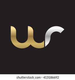 initial letter wr linked round lowercase logo gold silver black background