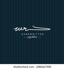 Initial Letter WR Logo - Handwritten Signature Logo