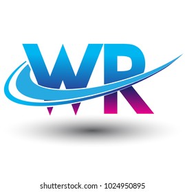 initial letter WR logotype company name colored blue and magenta swoosh design. vector logo for business and company identity.
