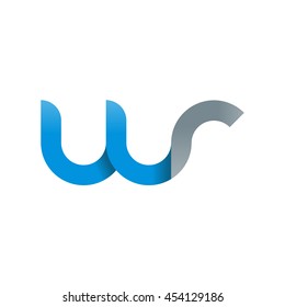 initial letter wr modern linked circle round lowercase logo blue gray