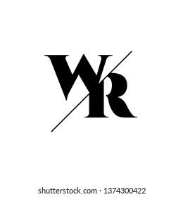 Initial Letter WR Monogram Sliced. Logo template isolated on white background