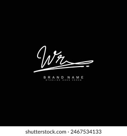 Initial Letter WR Vector Logo Template in handwritten Signature Style