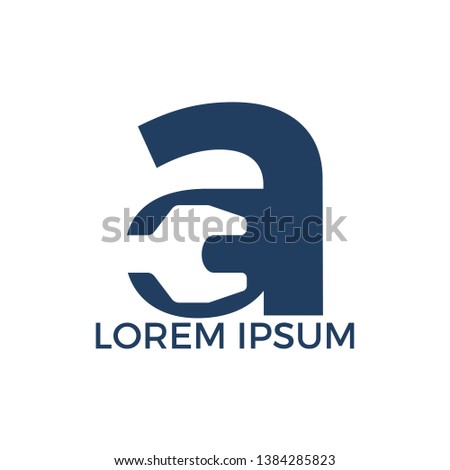 Initial letter A and wrench logo design. Repair business and constuction logo design concept.