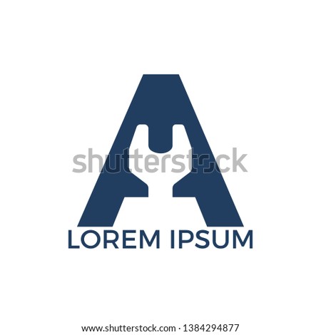 Initial letter A and wrench logo design. Repair business and constuction logo design concept.