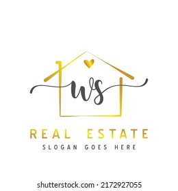 Initial letter WS calligraphy handwritten Real estate logo concept. Handwritten alphabet in the logo template. Letters and Alphabet for your logo design.
