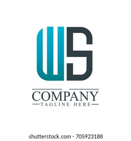 Initial Letter WS Linked Box Design Logo