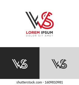 Initial Letter WS linked uppercase overlap modern logo design template. Suitable for business, consulting group company