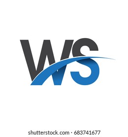initial letter WS logotype company name colored blue and grey swoosh design. vector logo for business and company identity
