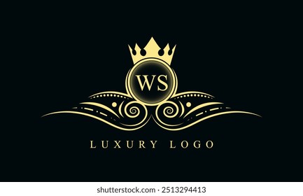 Initial letter WS luxury logo design. WS Luxurious Royal golden Logo design