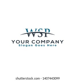 Initial letter WSP, overlapping movement swoosh horizon logo company design inspiration in blue and gray color vector