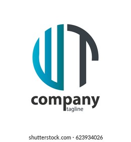 Initial Letter WT With Linked Circle Logo