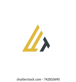 Initial Letter WT Linked Triangle Design Logo