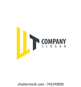 Initial Letter WT Linked Triangle Design Logo