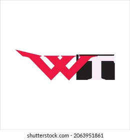 Diseño del logotipo WT de la letra inicial