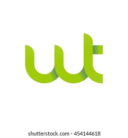 initial letter wt modern linked circle round lowercase logo green