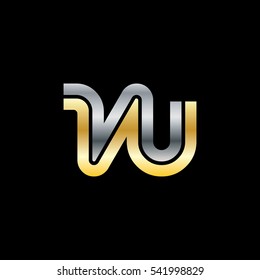 Initial Letter WU Linked Design Logo Silver Gold