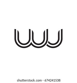 Initial letter wu, linked outline rounded lowercase, monogram black