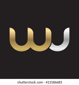 initial letter wu linked round lowercase logo gold silver black background