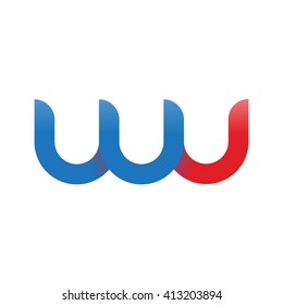 initial letter wu linked round lowercase logo blue red