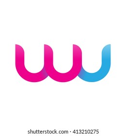 initial letter wu linked round lowercase logo pink blue purple