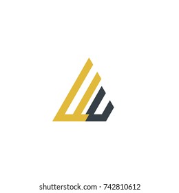 Initial Letter WU Linked Triangle Design Logo