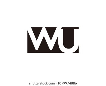 Initial letter wu lowercase logo black and white