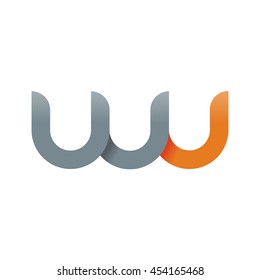 initial letter wu modern linked circle round lowercase logo orange gray