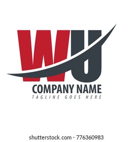Initial Letter WU Overlapping Logo