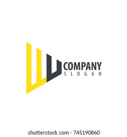 Initial Letter WU WV Linked Triangle Design Logo