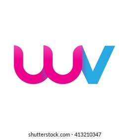 initial letter wv linked round lowercase logo pink blue purple