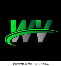 initial letter WV logotype company name colored green and black swoosh design. vector logo for business and company identity.