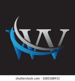 initial letter WV logotype company name colored blue and grey swoosh design. vector logo for business and company identity.