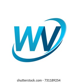 initial letter WV logotype company name colored blue swoosh design concept. vector logo for business and company identity.