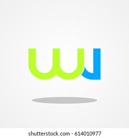 Initial letter WV lowercase logo design template leaf green blue lake