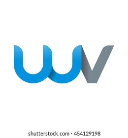 initial letter wv modern linked circle round lowercase logo blue gray