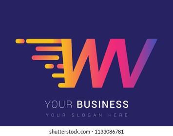 Initial Letter WV speed Logo Design template, logotype company name colored yellow, magenta and blue.for business and company identity.
