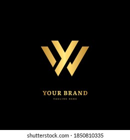 Initial letter WV with striped line. Luxury minimalist  logo design concept, fit for company and business.