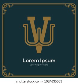 initial letter wv vintage style