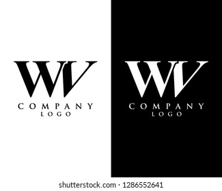 initial letter wv, vw logotype company name black and white design. vector logo for business and company identity
