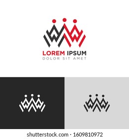 Initial Letter WW crown linked uppercase overlap modern logo design template. Suitable for business, consulting group company