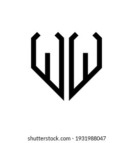 Letra inicial ww vector del logotipo geométrico del corazón