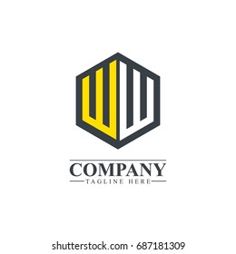 Initial Letter WW Hexagonal Design Logo