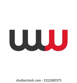 Initial Letter WW Linked Circle Lowercase Logo Black Red Icon Design Template Element - Vector