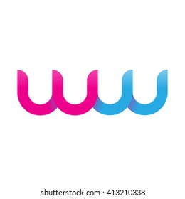 initial letter ww linked round lowercase logo pink blue purple